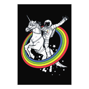 Astronaut reitet auf Einhorn  Fotodruck