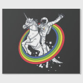 Astronaut reitet auf Einhorn Geschenkpapier (Flach)