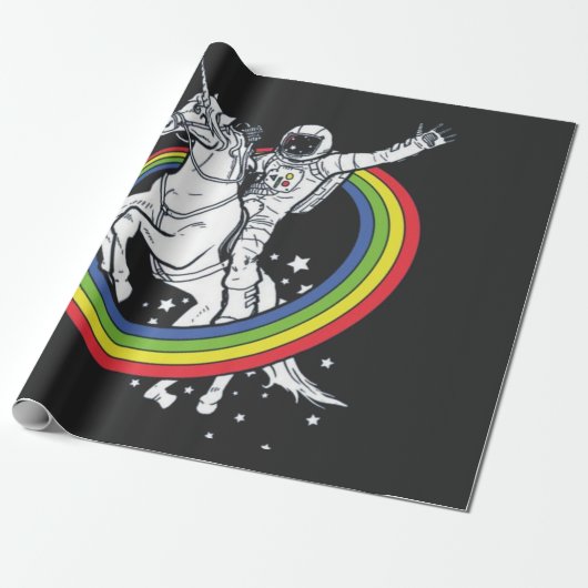 Astronaut reitet auf Einhorn Geschenkpapier (Ungerollt)