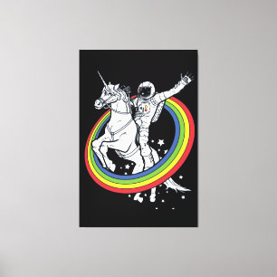 Astronaut reitet auf Einhorn  Leinwanddruck