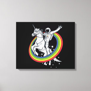 Astronaut reitet auf Einhorn  Leinwanddruck