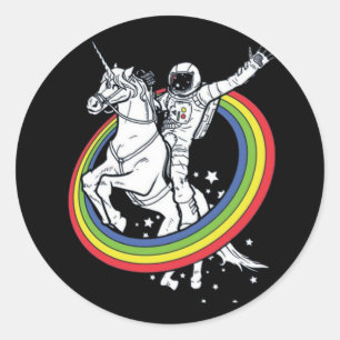 Astronaut reitet auf Einhorn  Runder Aufkleber