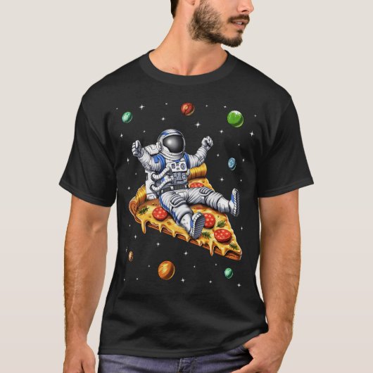 Astronaut reitet auf Pizzastück T-Shirt (Vorderseite)