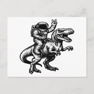 Astronaut reitet auf T Rex Feiertagspostkarte