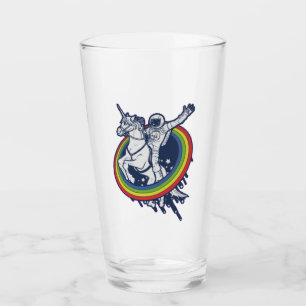 Astronaut reitet Einhorn Glas