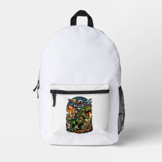 Astronaut Riding a T-Rex – Epic Space Dinosaur Bedruckter Rucksack