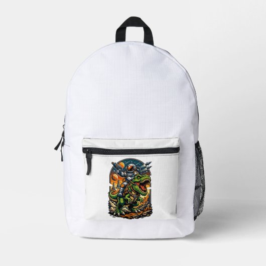 Astronaut Riding a T-Rex – Epic Space Dinosaur Bedruckter Rucksack (Vorderseite)