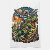 Astronaut Riding a T-Rex – Epic Space Dinosaur Geschirrtuch (Vertikal)