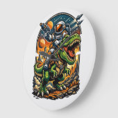 Astronaut Riding a T-Rex – Epic Space Dinosaur Große Wanduhr (Winkel)