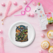 Astronaut Riding a T-Rex – Epic Space Dinosaur Pappteller (Party)