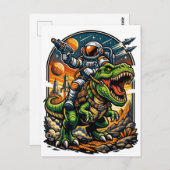 Astronaut Riding a T-Rex – Epic Space Dinosaur Postkarte (Vorne/Hinten)