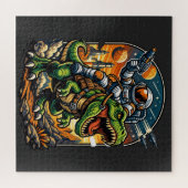 Astronaut Riding a T-Rex – Epic Space Dinosaur Puzzle (Horizontal)