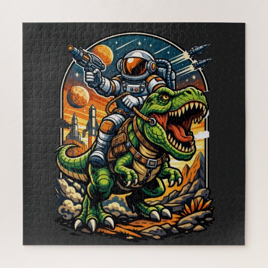Astronaut Riding a T-Rex – Epic Space Dinosaur Puzzle (Vertikal)