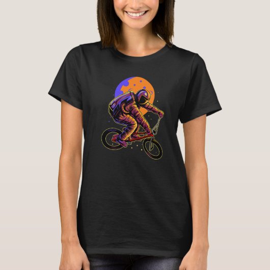 Astronaut Riding Bmx Moon Space Boys Girls Kids As T-Shirt (Vorderseite)