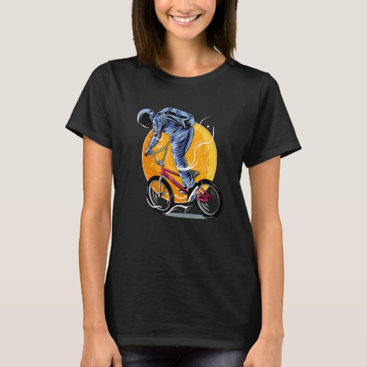 Astronaut Riding Bmx Moon Space Boys Girls Kids As T-Shirt (Vorderseite)