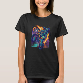 Astronaut Riding Motorcycle in Space Funny Astrona T-Shirt
