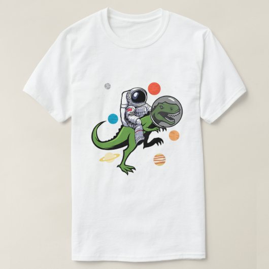 Astronaut Riding T Rex Dinosaur Astro Space T-Shirt (Design vorne)