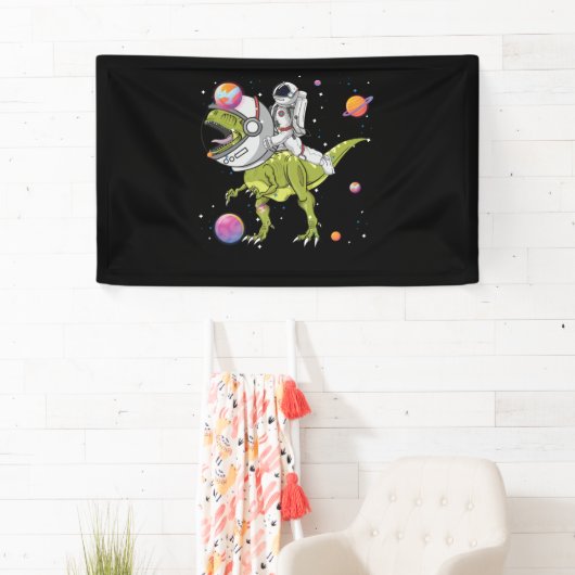 Astronaut Riding T-Rex Dinosaur Astro T-Rex Banner (Insitu)