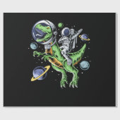 Astronaut Riding T-Rex Dinosaur Astro T-Rex Space Geschenkpapier (Flach)