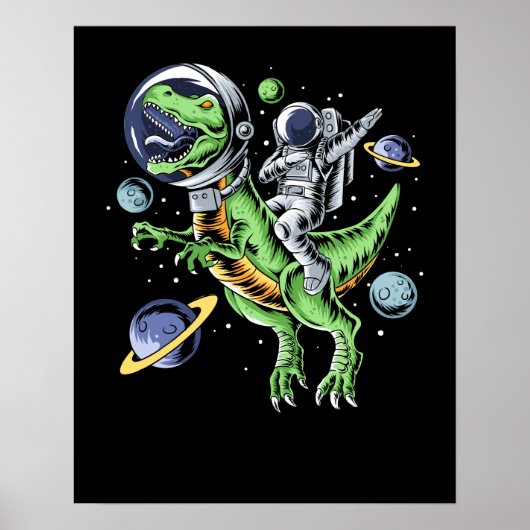 Astronaut Riding T-Rex Dinosaur Astro T-Rex Space Poster (Vorne)