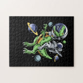 Astronaut Riding T-Rex Dinosaur Astro T-Rex Space Puzzle (Horizontal)