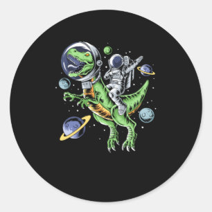 Astronaut Riding T-Rex Dinosaur Astro T-Rex Space Runder Aufkleber