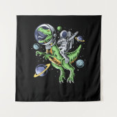Astronaut Riding T-Rex Dinosaur Astro T-Rex Space Wandteppich (Vorderseite)