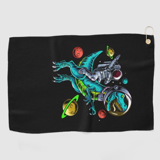 Astronaut Riding T-Rex Dinosaur Golfhandtuch (Horizontal)