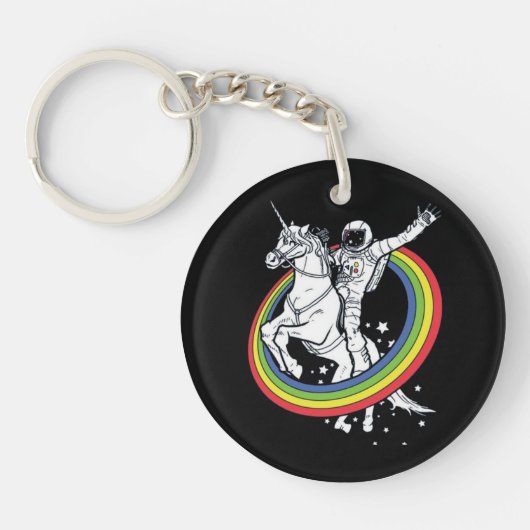 Astronaut Riding Unicorn Schlüsselanhänger (Vorderseite)