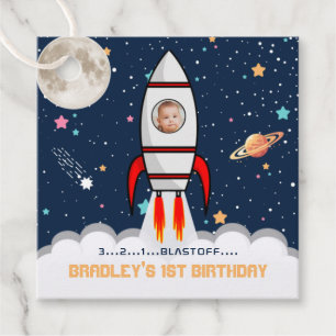 Astronaut Rocket Outer Space 1. Geburtstag Foto Geschenkanhänger