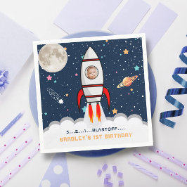 Astronaut Rocket Outer Space 1. Geburtstag Foto Serviette