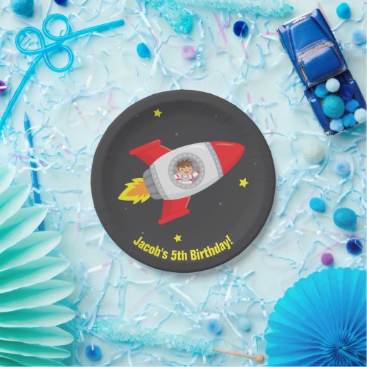 Astronaut Rocket Ship Space Birthday Party Plates Pappteller (Party)