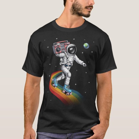 Astronaut Rollschuhfahren T-Shirt (Vorderseite)