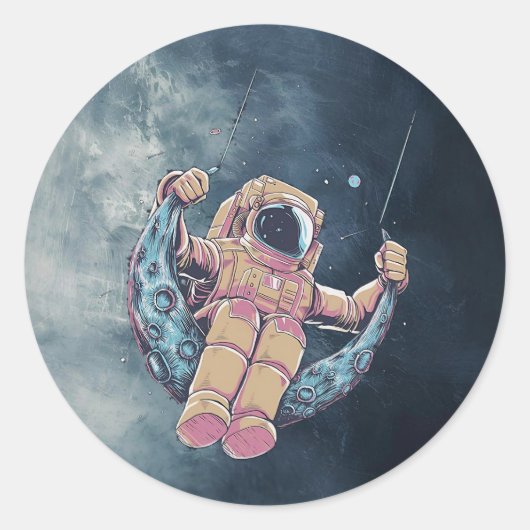 Astronaut Runder Aufkleber (Vorderseite)
