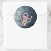 Astronaut Runder Aufkleber (Tasche)