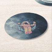 Astronaut Runder Pappuntersetzer (Angewinkelt)
