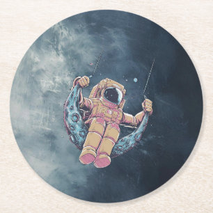 Astronaut Runder Pappuntersetzer