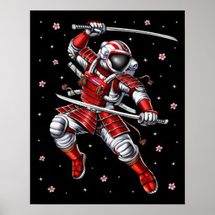 Astronaut Samurai Warrior Poster