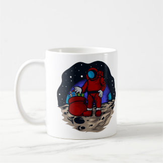 Astronaut Santa mit Geschenk Kaffeetasse