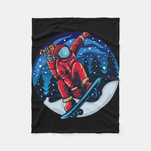 Astronaut Santa mit Skateboard Fleecedecke (Vorderseite)