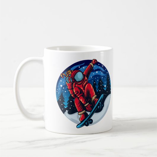 Astronaut Santa mit Skateboard Kaffeetasse (Links)