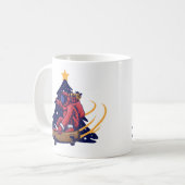 Astronaut Santa mit Skateboard Kaffeetasse (Vorderseite Links)