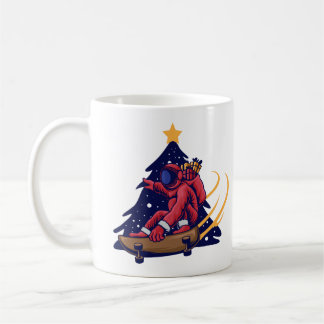 Astronaut Santa mit Skateboard Kaffeetasse