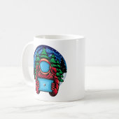 Astronaut Santa mit Tabletten Kaffeetasse (Vorderseite Links)