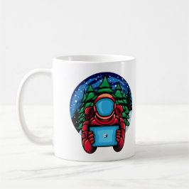 Astronaut Santa mit Tabletten Kaffeetasse