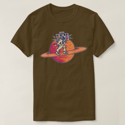 Astronaut Saturn Planet Space Galay Retro Radio T-Shirt (Design vorne)