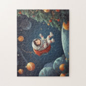 Astronaut schweben um Weihnachtsbaum Puzzle (Vertikal)