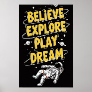 Astronaut schwebt im Weltraum Träumerisch Kosmisch Poster