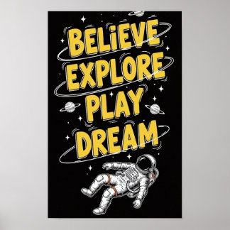 Astronaut schwebt im Weltraum Träumerisch Kosmisch Poster
