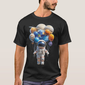 Astronaut schwebt in Weltraum-Ballons Astronomie T-Shirt